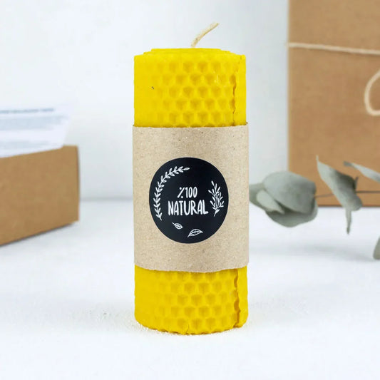 Handmade Natural Honey Rolled Beeswax Candles