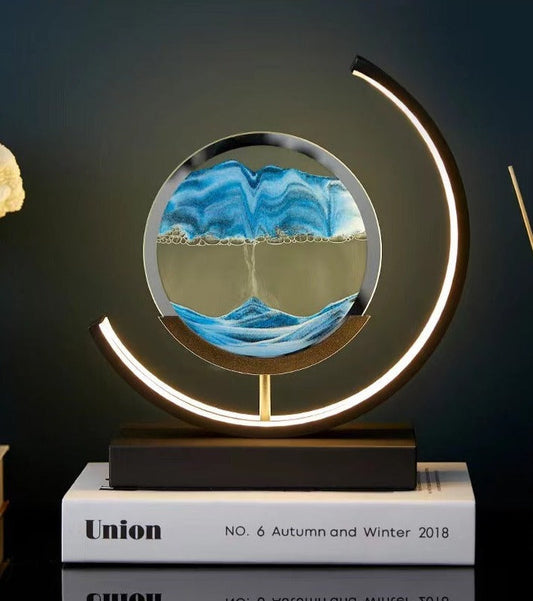 Moving Sand Moon Art Table Lamp USB LED Hourglass Night Light