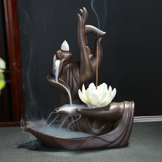 Lotus Of Life Flower Waterfall Incense Burner